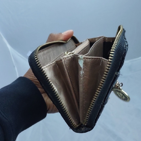 Anne Klein Black Patent Quilted Wallet - Picture 7 of 10